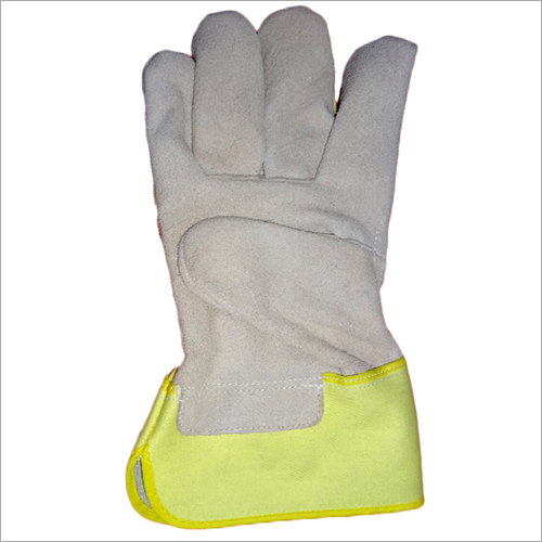 White And Yellow Leather Grain Glove