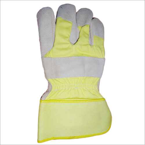 White And Yellow Leather Grain Glove
