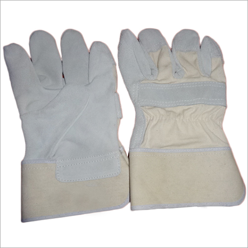 White Men Full Grain Leather Glove