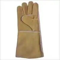 Heat Resistant Split Leather Gloves - Full Finger Design, Customised Color, Cotton Lining, Embroidered Pattern