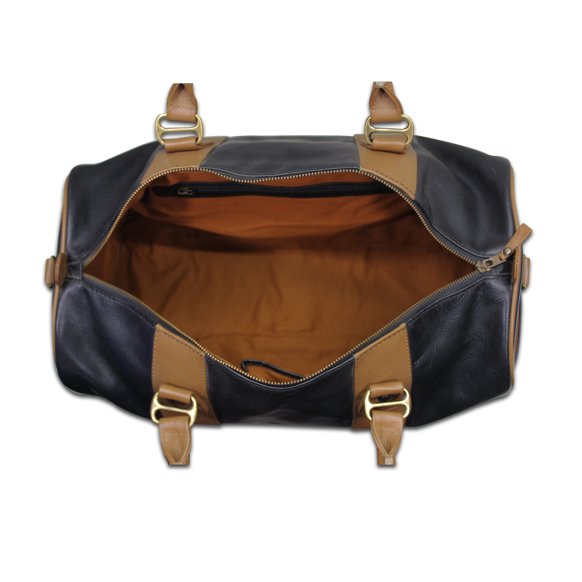 Genuine Leather Duffle Bag - 46x25x23.5 Cm | Spacious Unisex Travel Bag With Magnetic Lock Pockets And Mobile Case