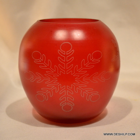 Modern Arts Red Glass Big Bowl Shape Candle Holder