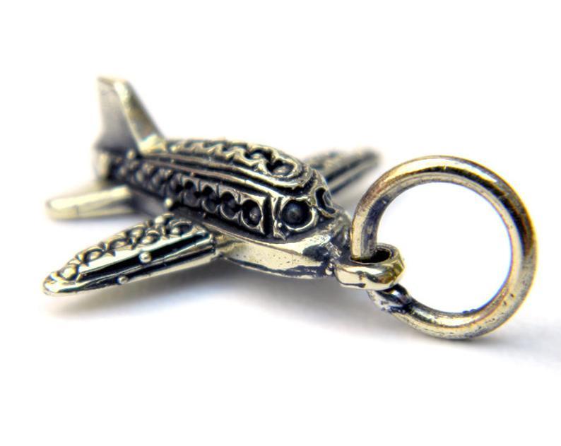 Bronze Plane Charm Airplane Keychain