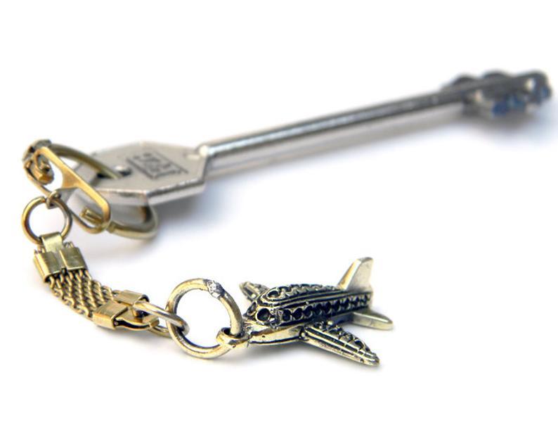 Bronze Plane Charm Airplane Keychain