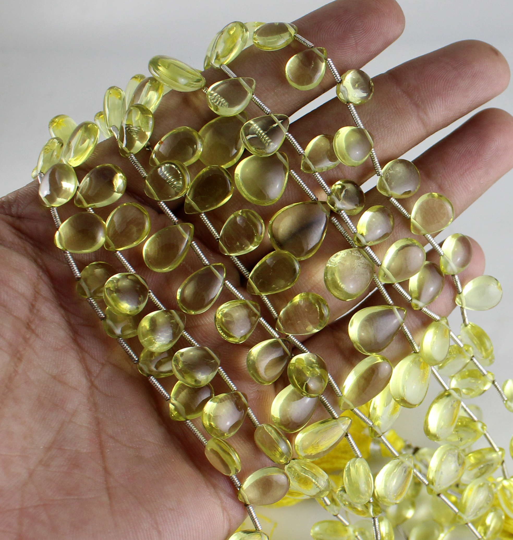 Lemon Topaz Pear Briolette Beads - 22 Pieces, Pale Yellow, Unheated | Love Symbol, Good Fortune, Elegant Design