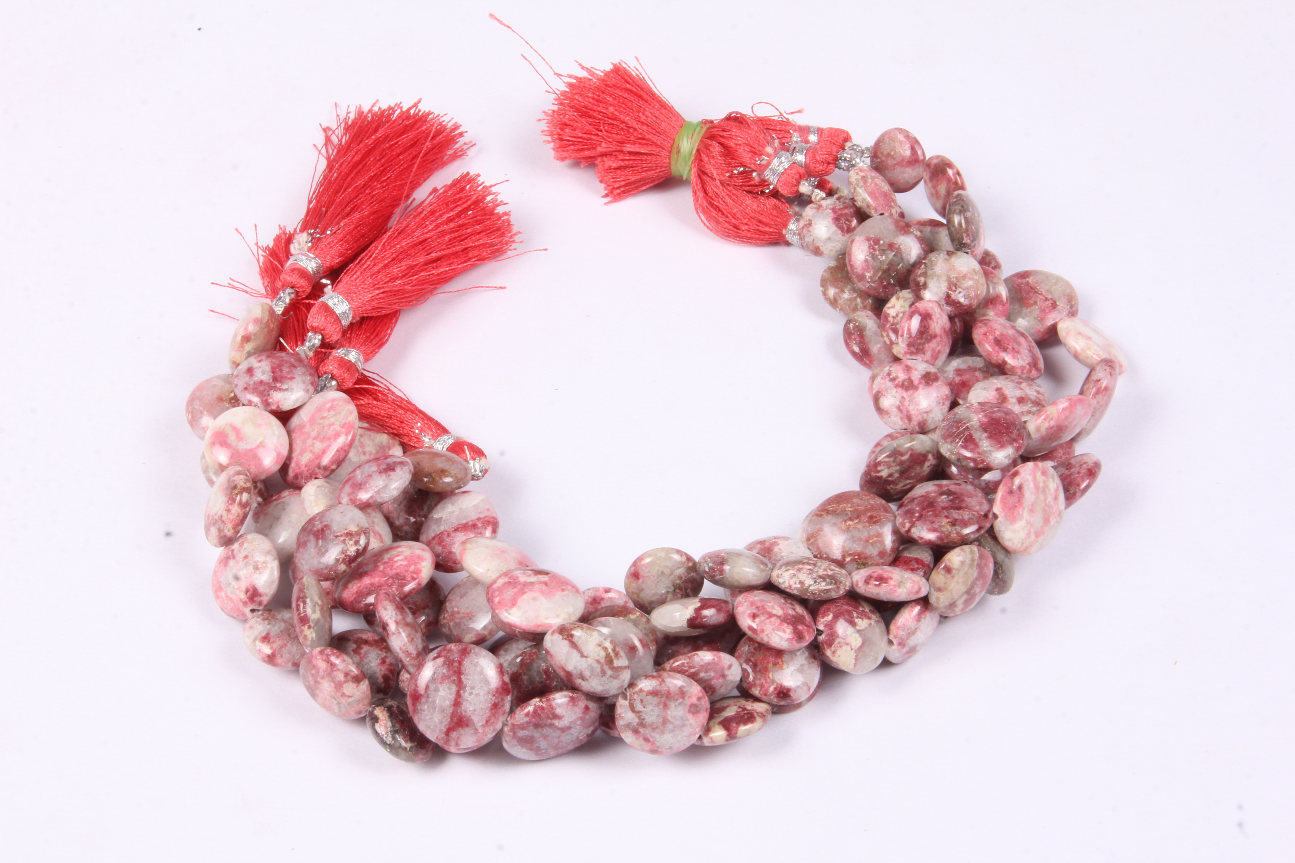 Natural Thulite Beads - Natural Thulite Coin, Pink | Smooth Finish, Protective Energy, Vitality Boost