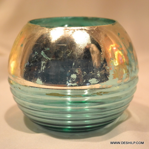 Cylindrical Shaped Silver Glass T Light Candle Holder - Style: Antique Imitation