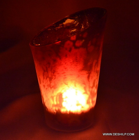 Glass Unique Shape Silver Candle Holder