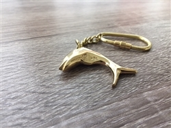 Gold Brass Dolphin Fish Keychain