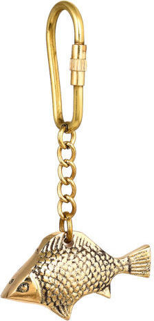 Gold Brass Dolphin Fish Keychain