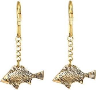 Gold Brass Dolphin Fish Keychain