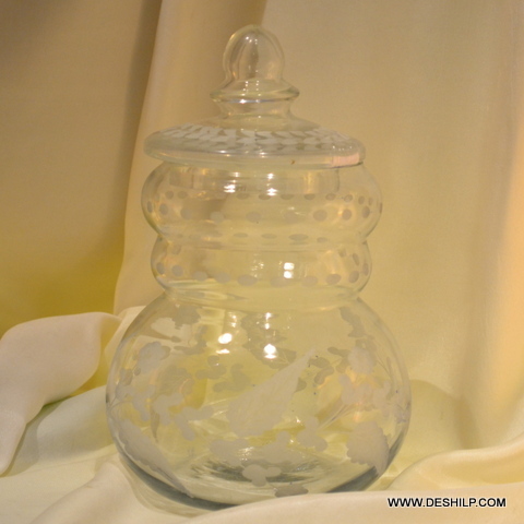 Transparent Antique Shape Glass Jar With Lid