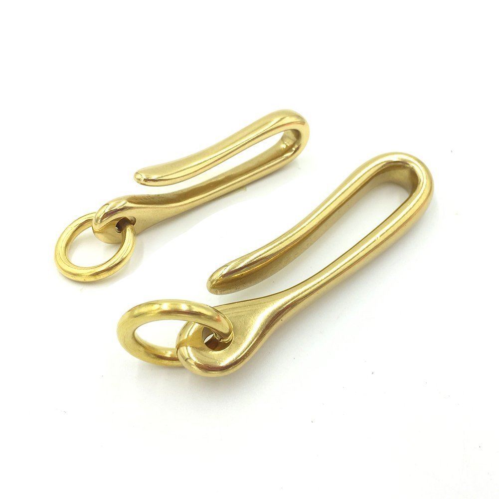 Golden Fish Hook Keychain In Brass