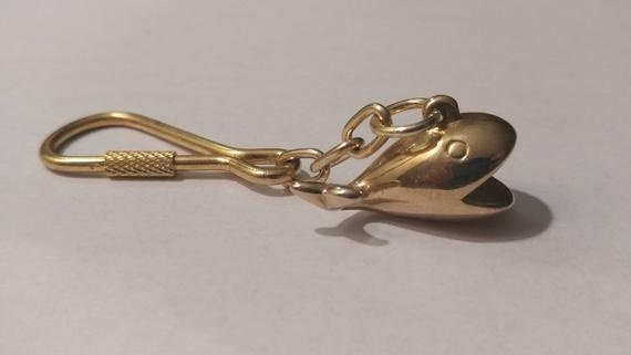 Hand Polished Brass Crab Keychain