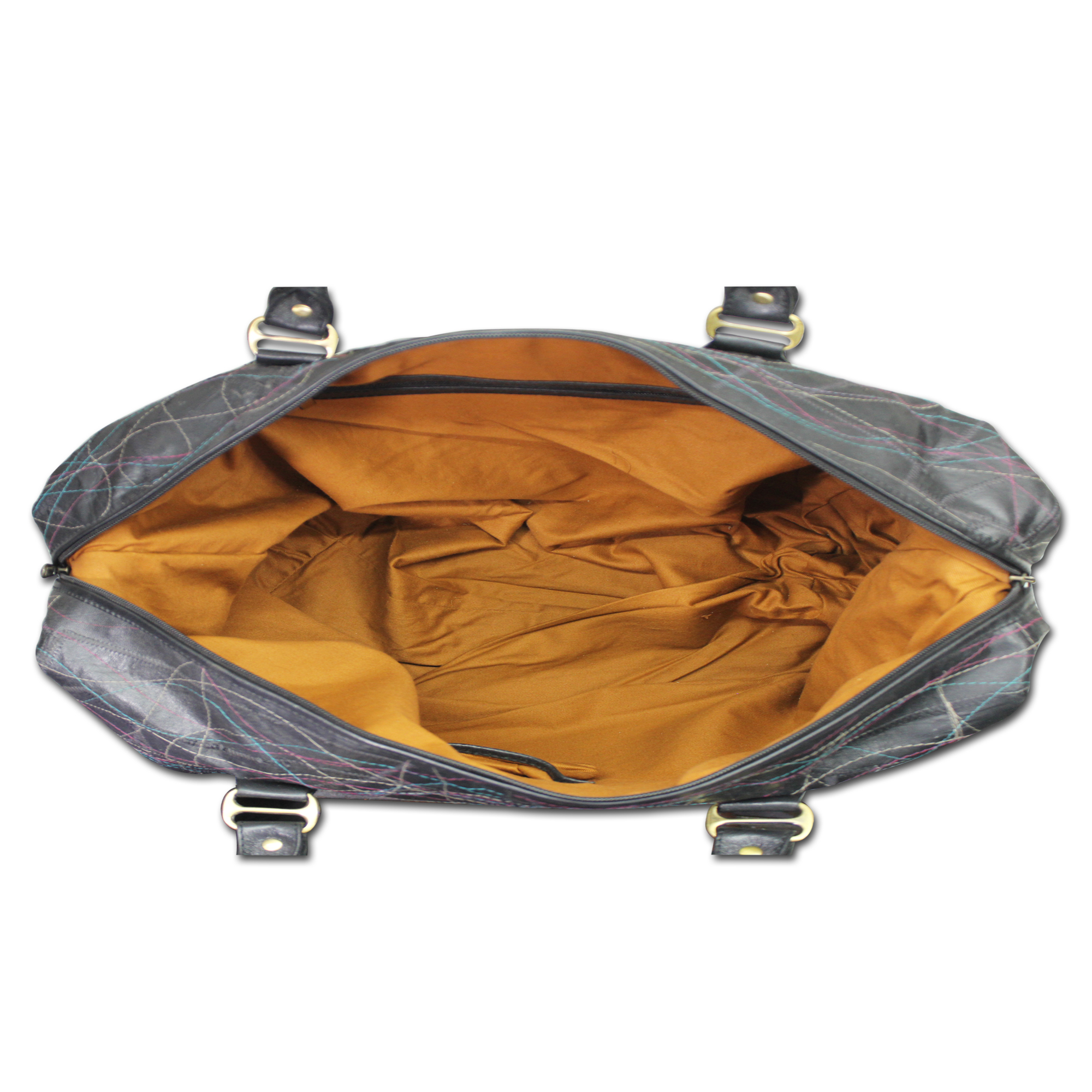 Leather Patch Duffle Bag Size: 63 X 34 X 23 Cm