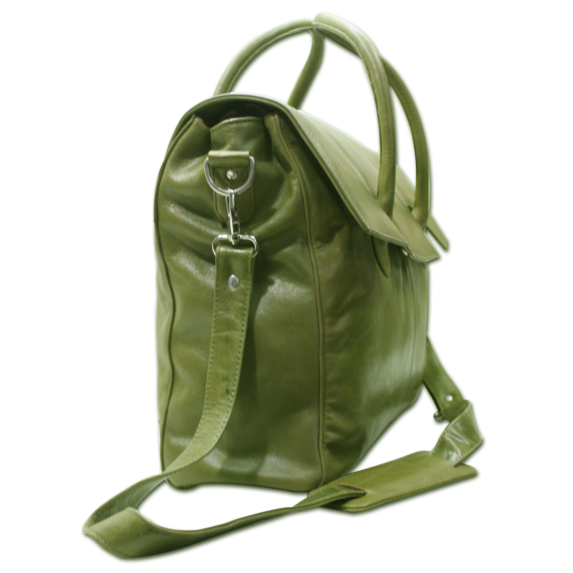 Olive Green Leather Laptop Office Travel Bag
