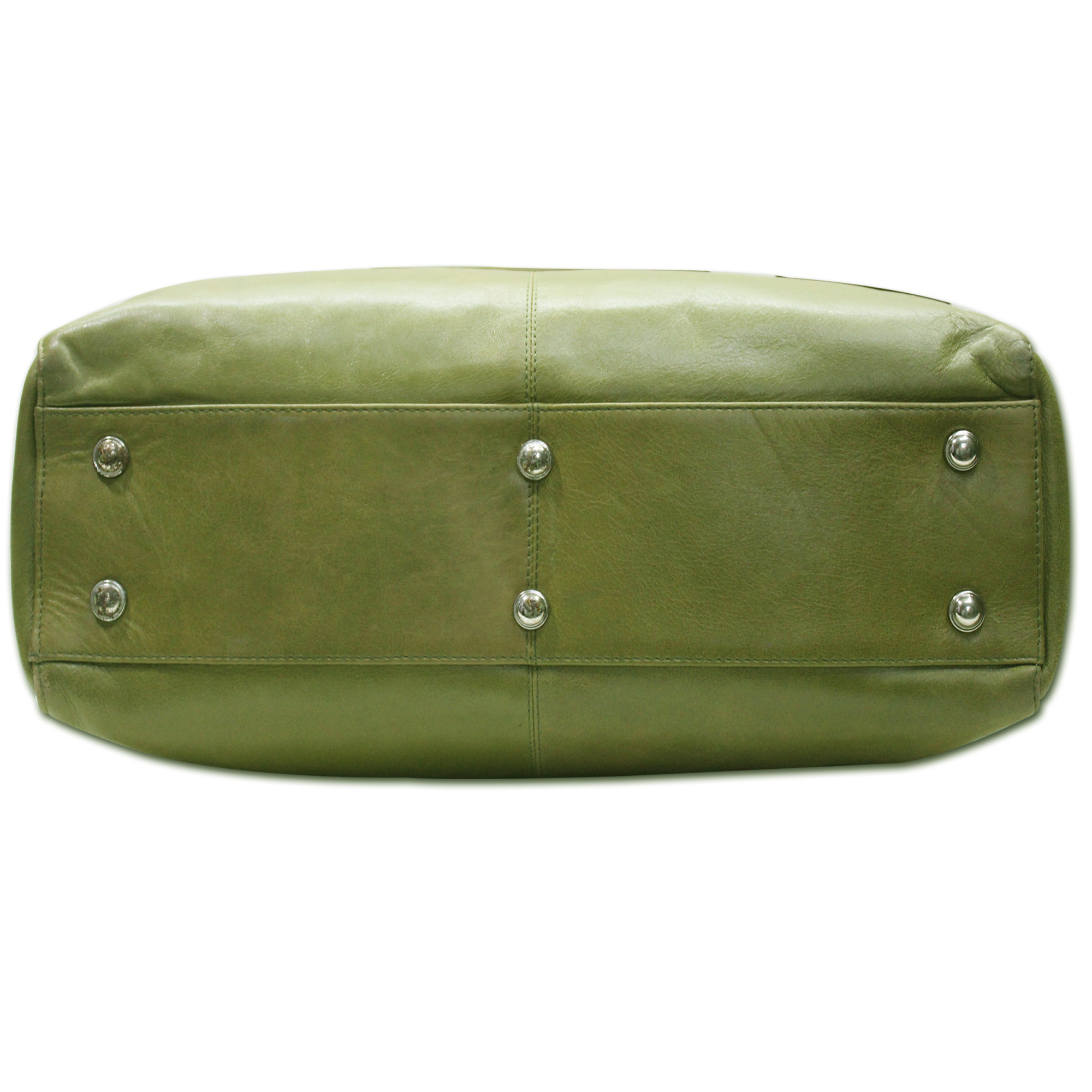 Olive Green Leather Laptop Office Travel Bag