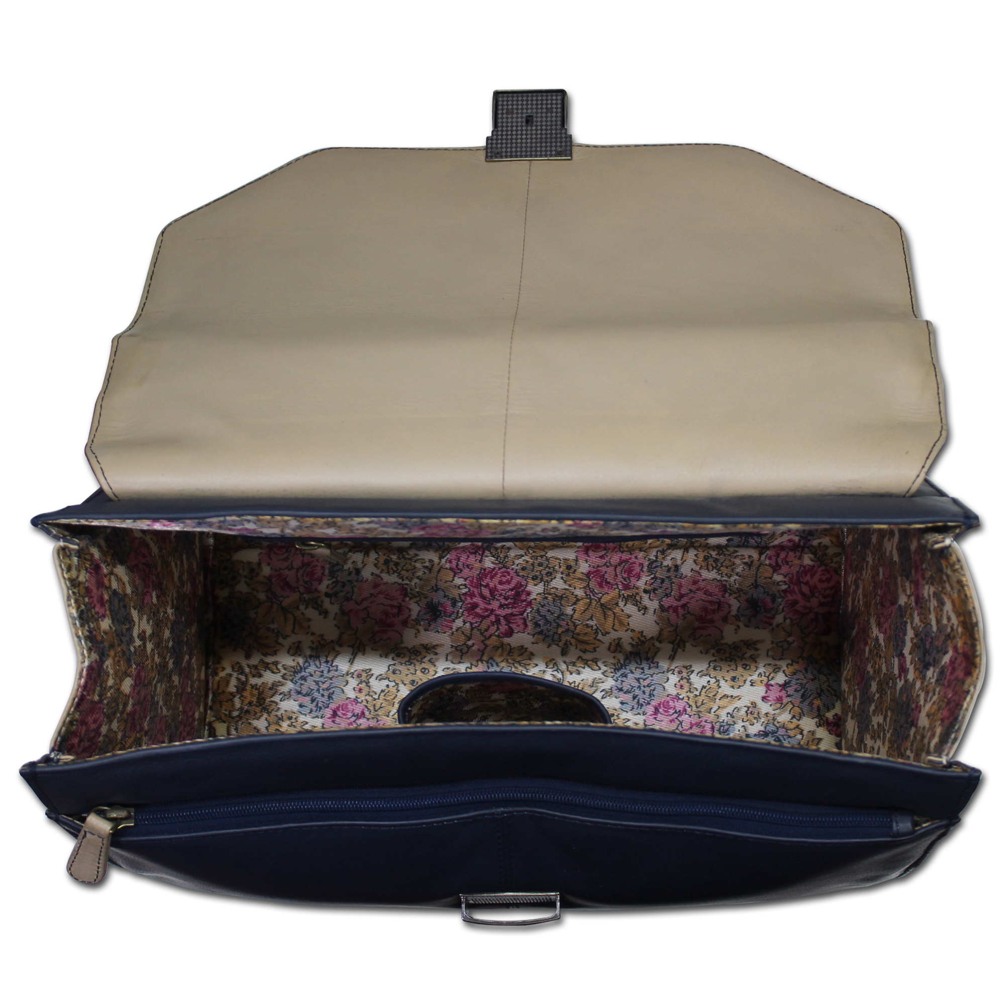 Genuine Cow Leather Executive Bag - 35 X 25 X 20 Cm, Flap Closure With Lock & Key, Front Zip Pocket, Mobile Case & Additional Storage 