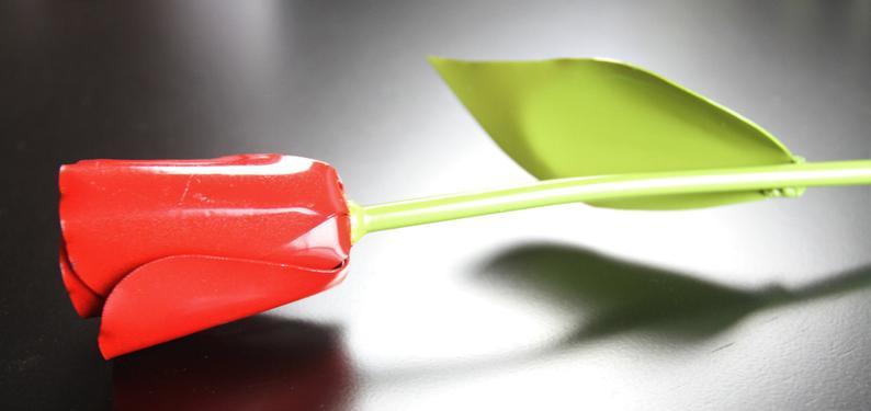 Metal Red Tulip Flower