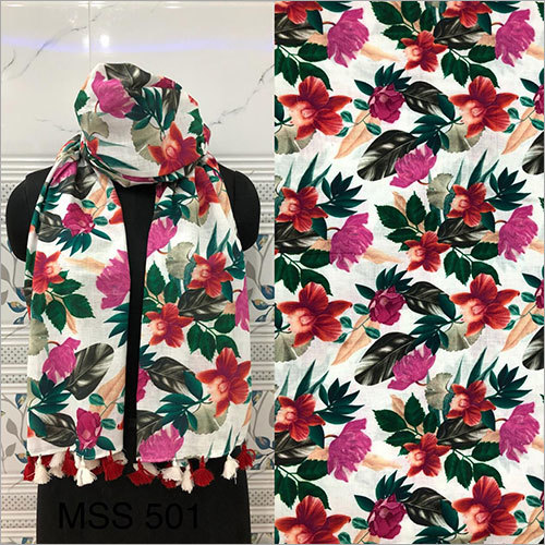 Multi Color Digital Printed Linen Dupatta