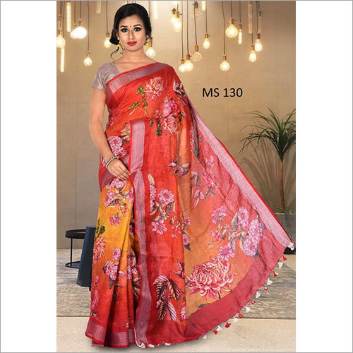 Digital Printed Linen Saree