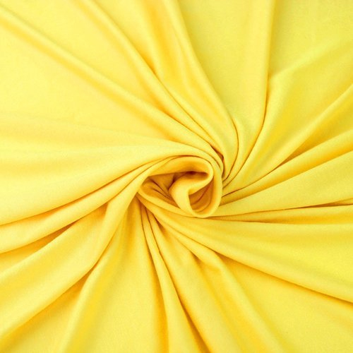 Viscose Lycra Fabrics - 94% Viscose 6% Lycra, 72 Inches Width, Yellow Plain Texture, 160-220 GSM, Washable for Garment Making