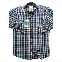 ब्लू मेन्स स्मॉल चेक कैज़ुअल शर्ट