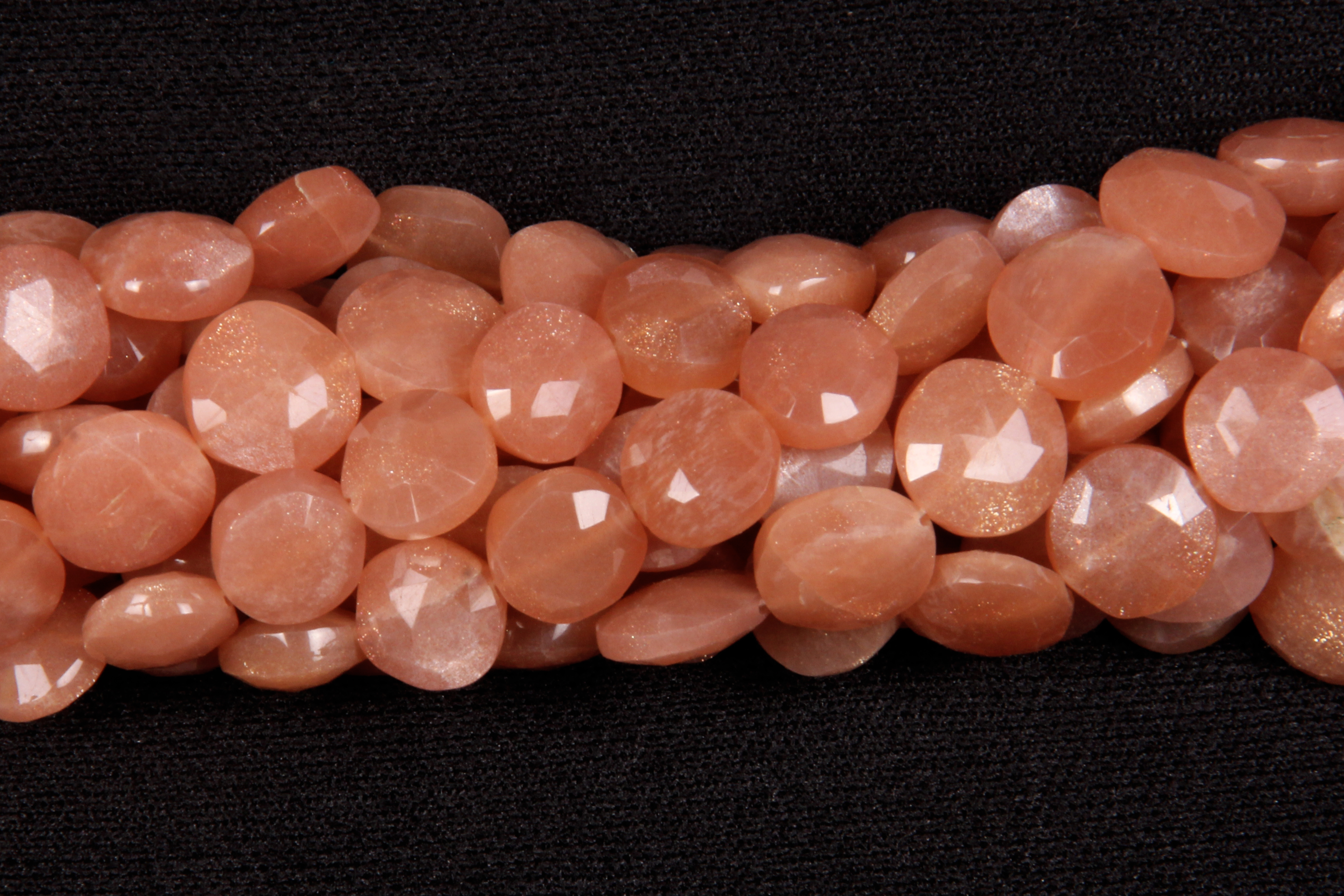 Peach Moonstone Coin Beads