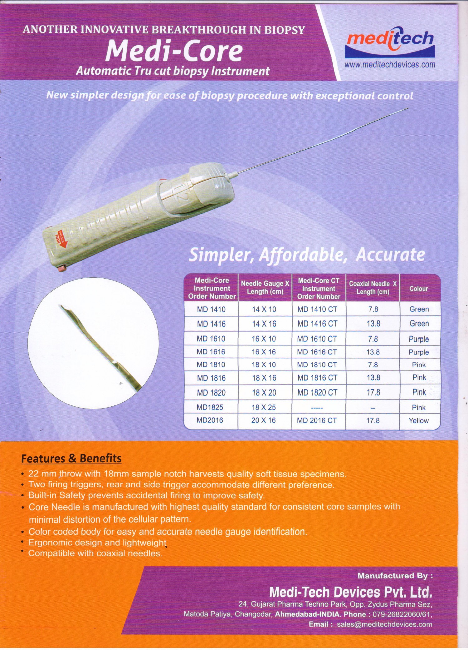 Stainless Steel Automatic Biopsy Gun