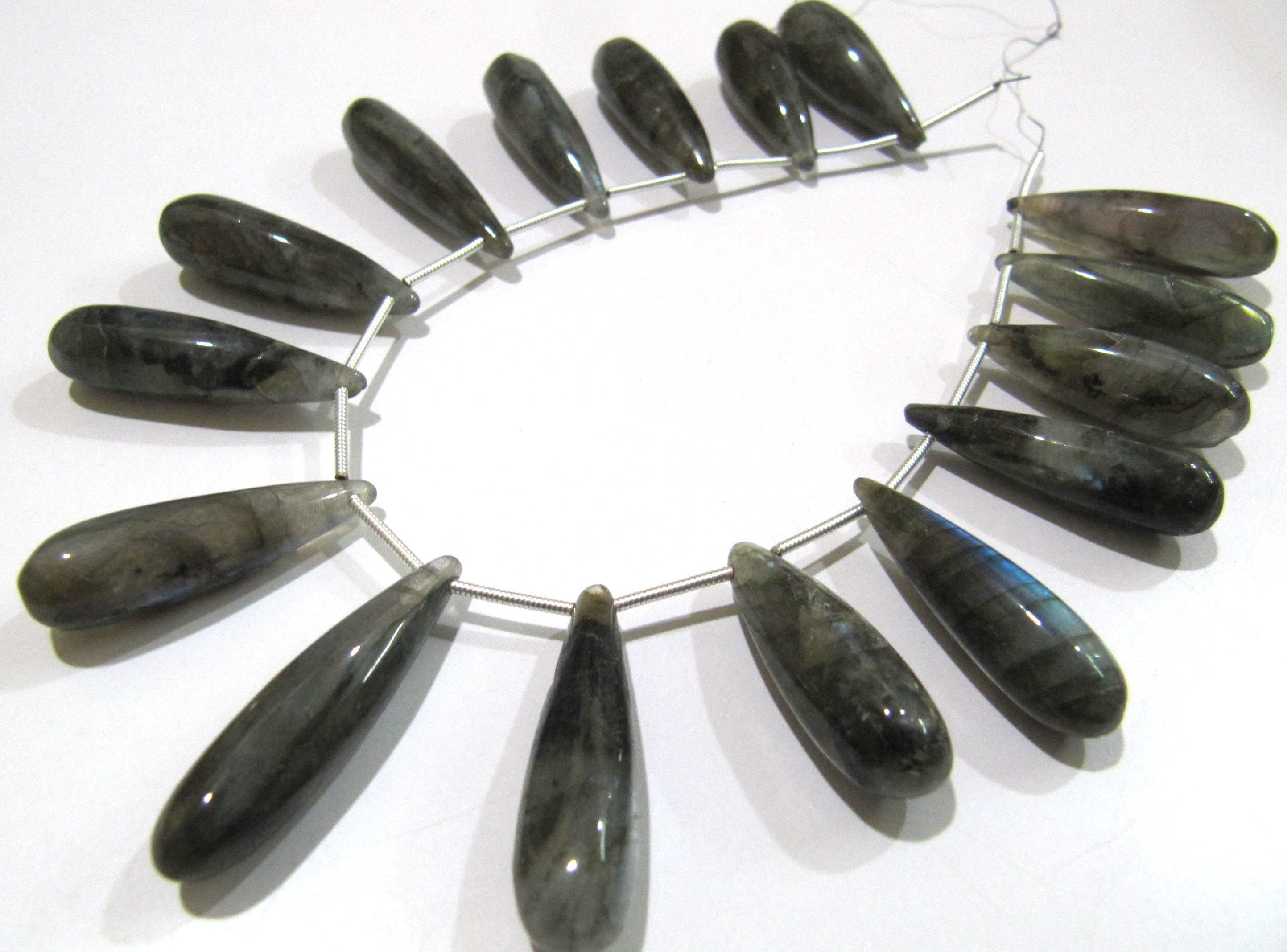 Natural Labradorite Long Tear Drop Plain Smooth Beads Size Approximately 1 Inch