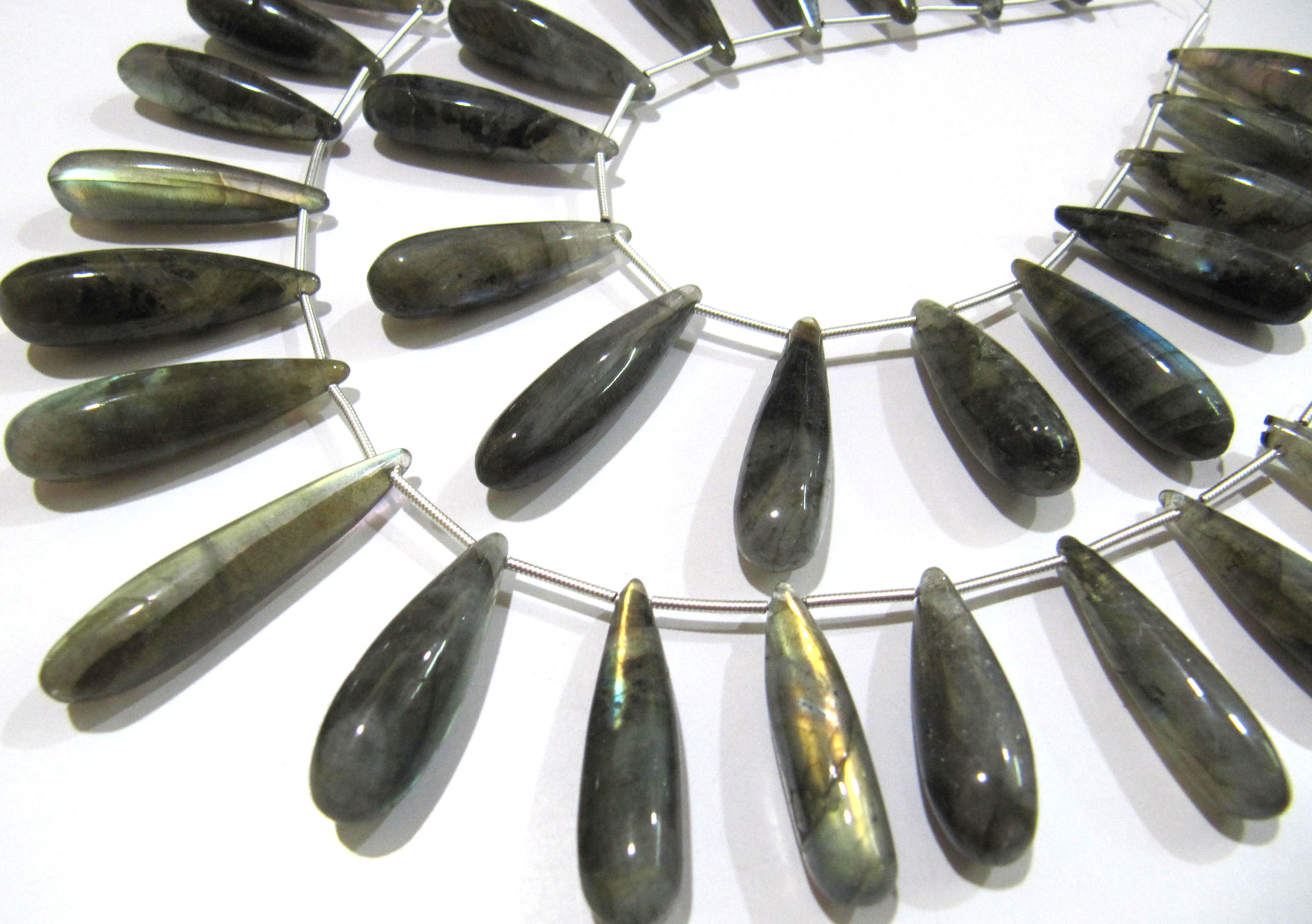 Natural Labradorite Long Tear Drop Plain Smooth Beads Size Approximately 1 Inch