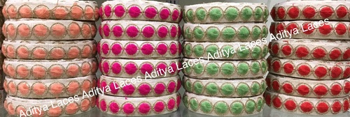 Embroidery Lace - Silk, 1-2 Inch Wide | One-Sided, Embroidered Pattern