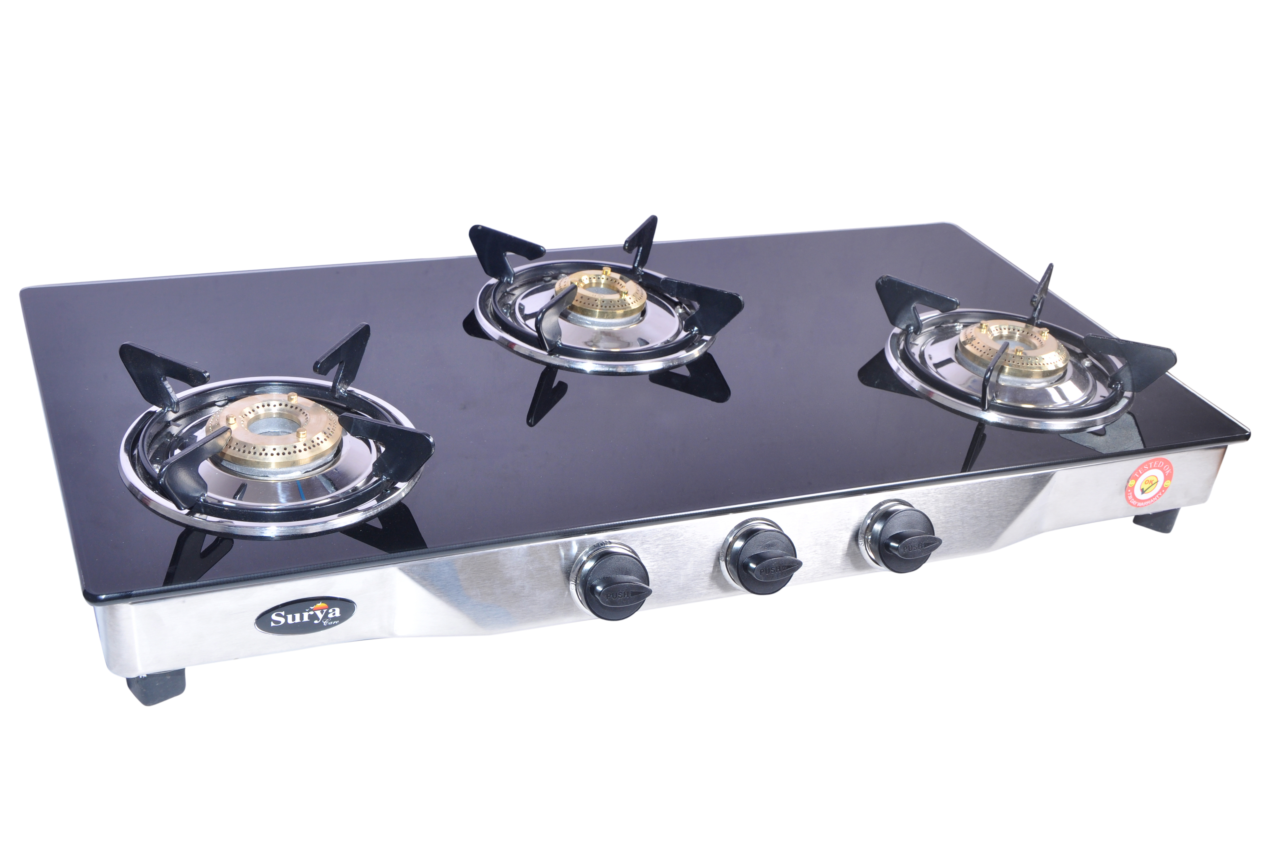 Manual 3 Burner Glass Top Black