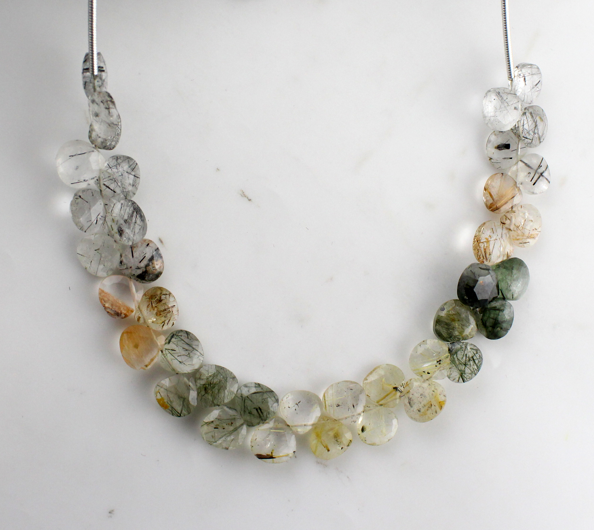 Rutile Quartz Heart Beads