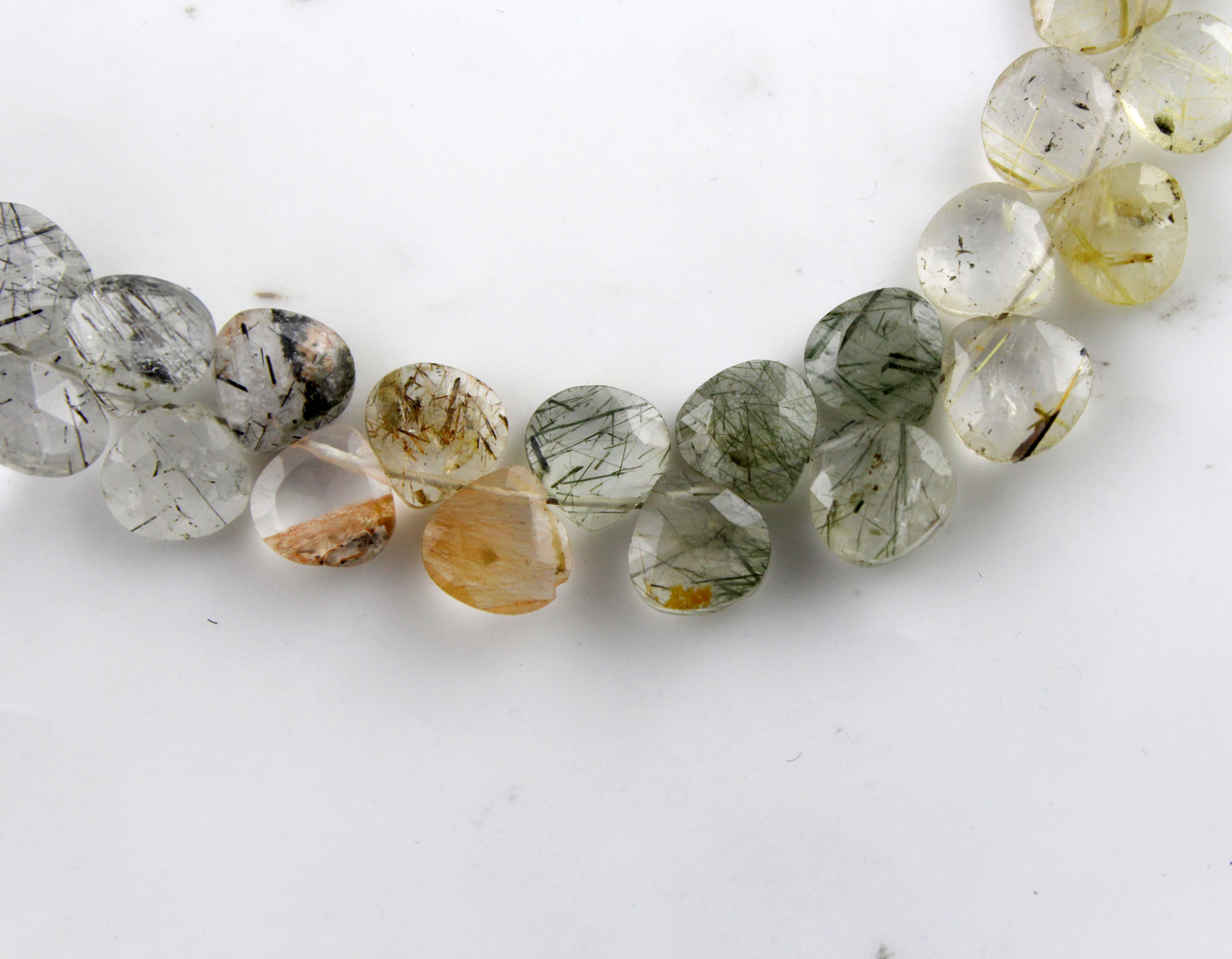 Rutile Quartz Heart Beads