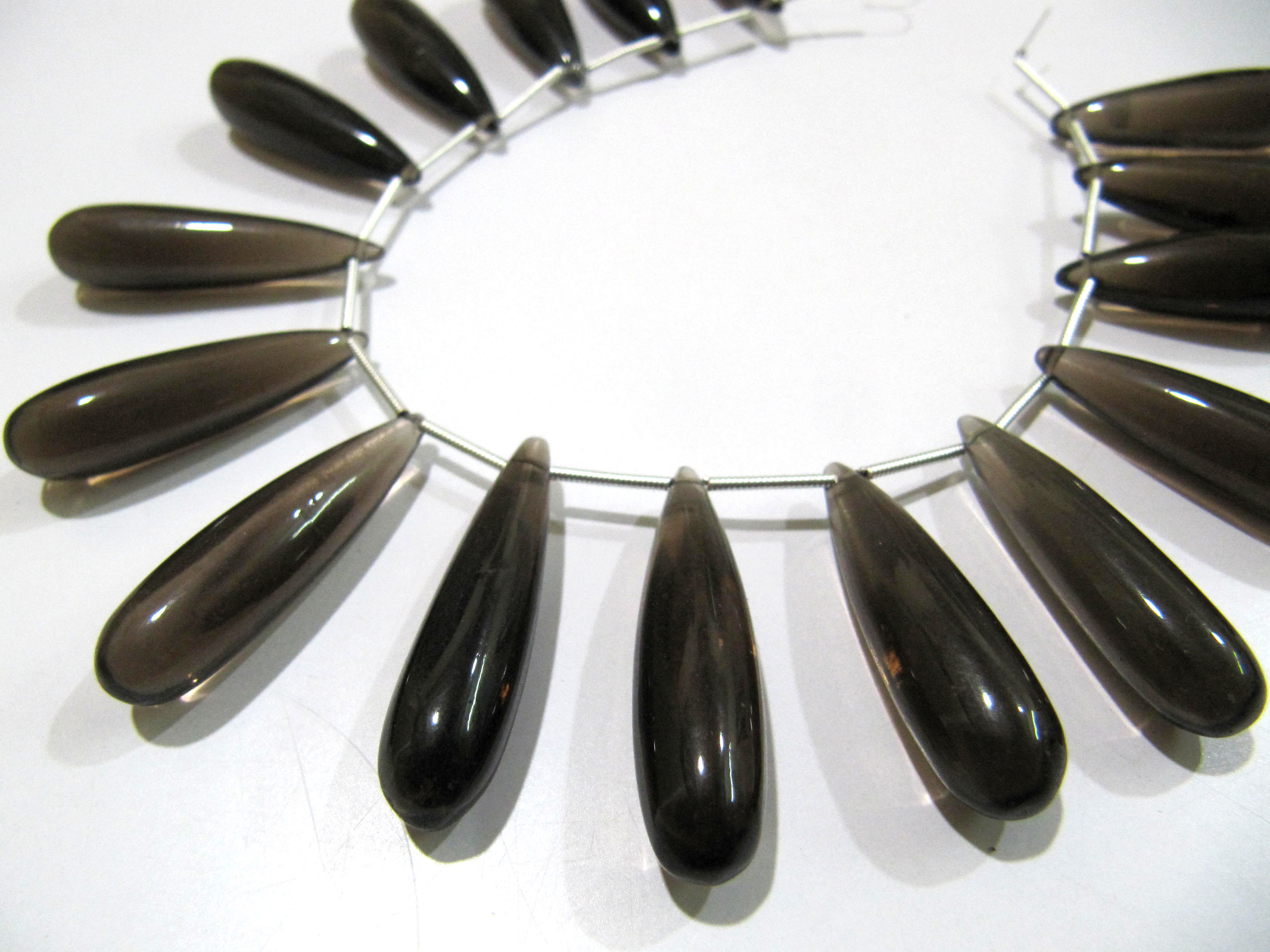 Natural Smoky Quartz Long Tear Drop Plain Smooth Beads Size Approximately 1 Inch