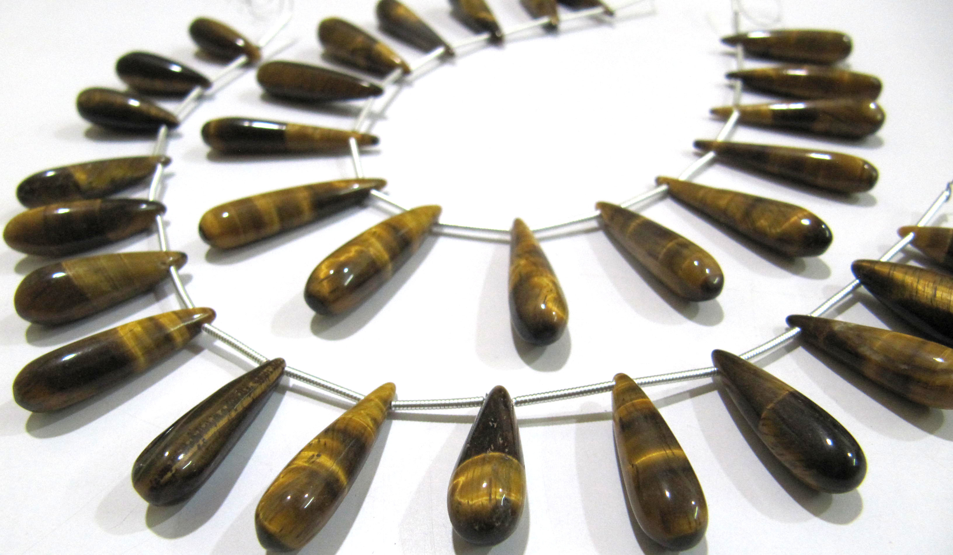 Natural Tiger Eye Long Tear Drop Plain Smooth Beads Size1 Inch Long Beads