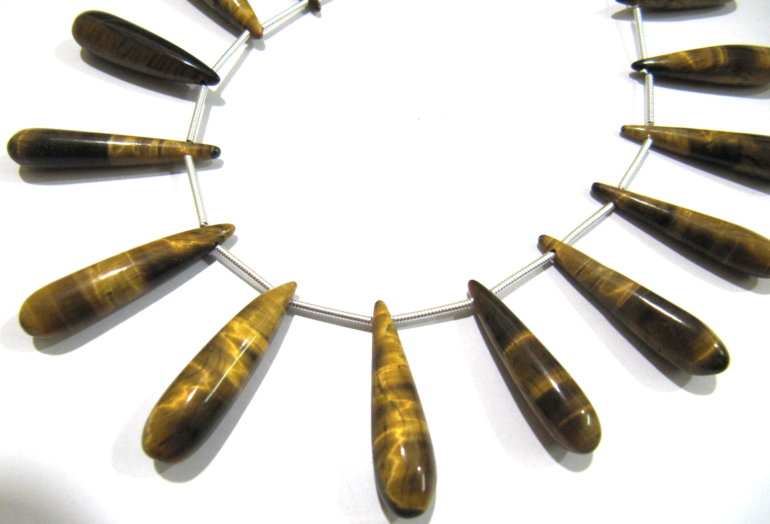 Natural Tiger Eye Long Tear Drop Plain Smooth Beads Size1 Inch Long Beads