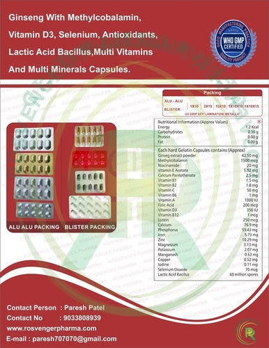 Ginseng ,Multivitamns-Minerals & Antioxidant Capsule. - Dosage Form: Capsule
