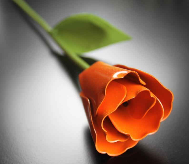 Orange Wedding Tulip Metal Flower