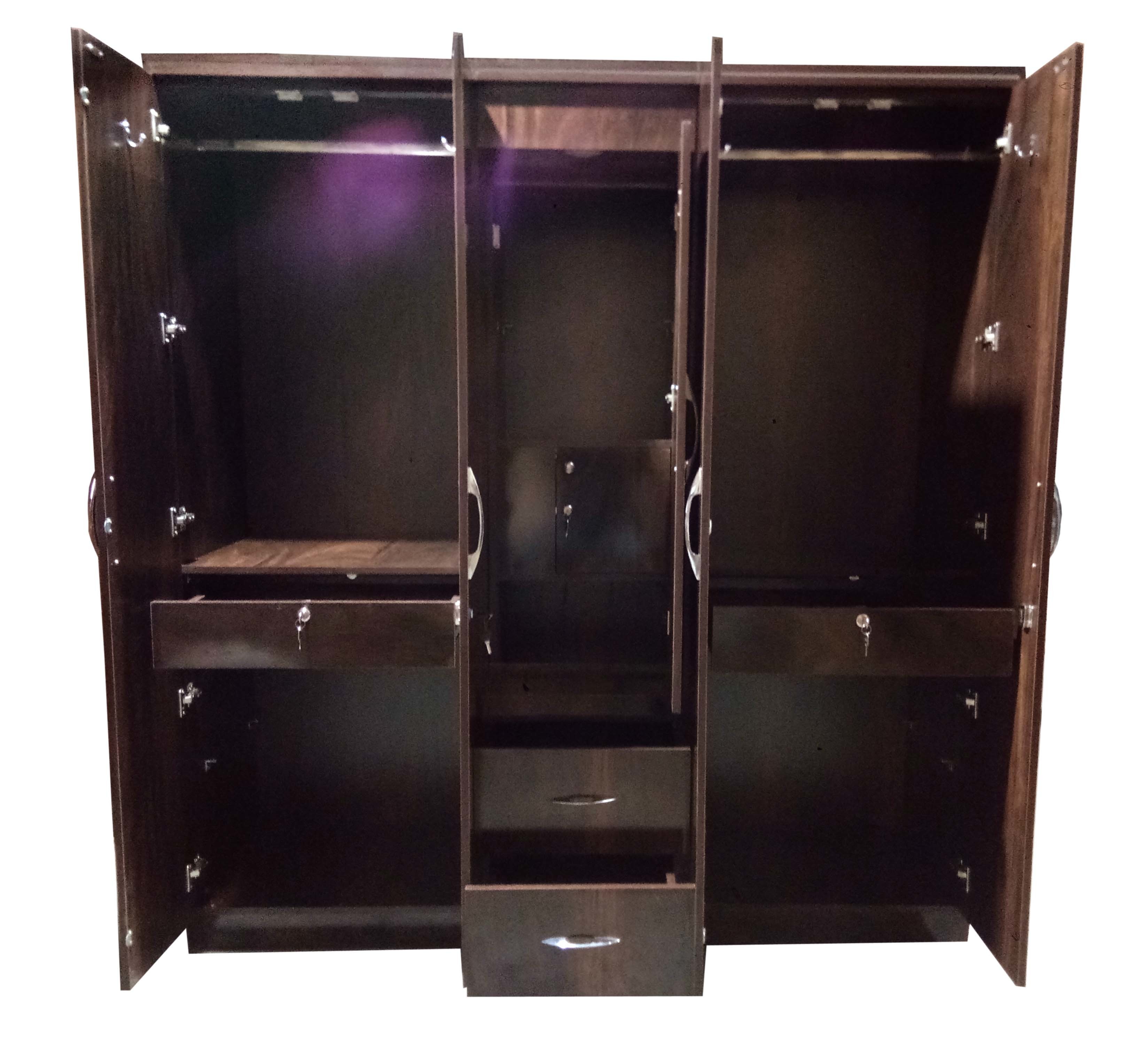 Machine Made 5 Door Wooden Designer Wardrobe