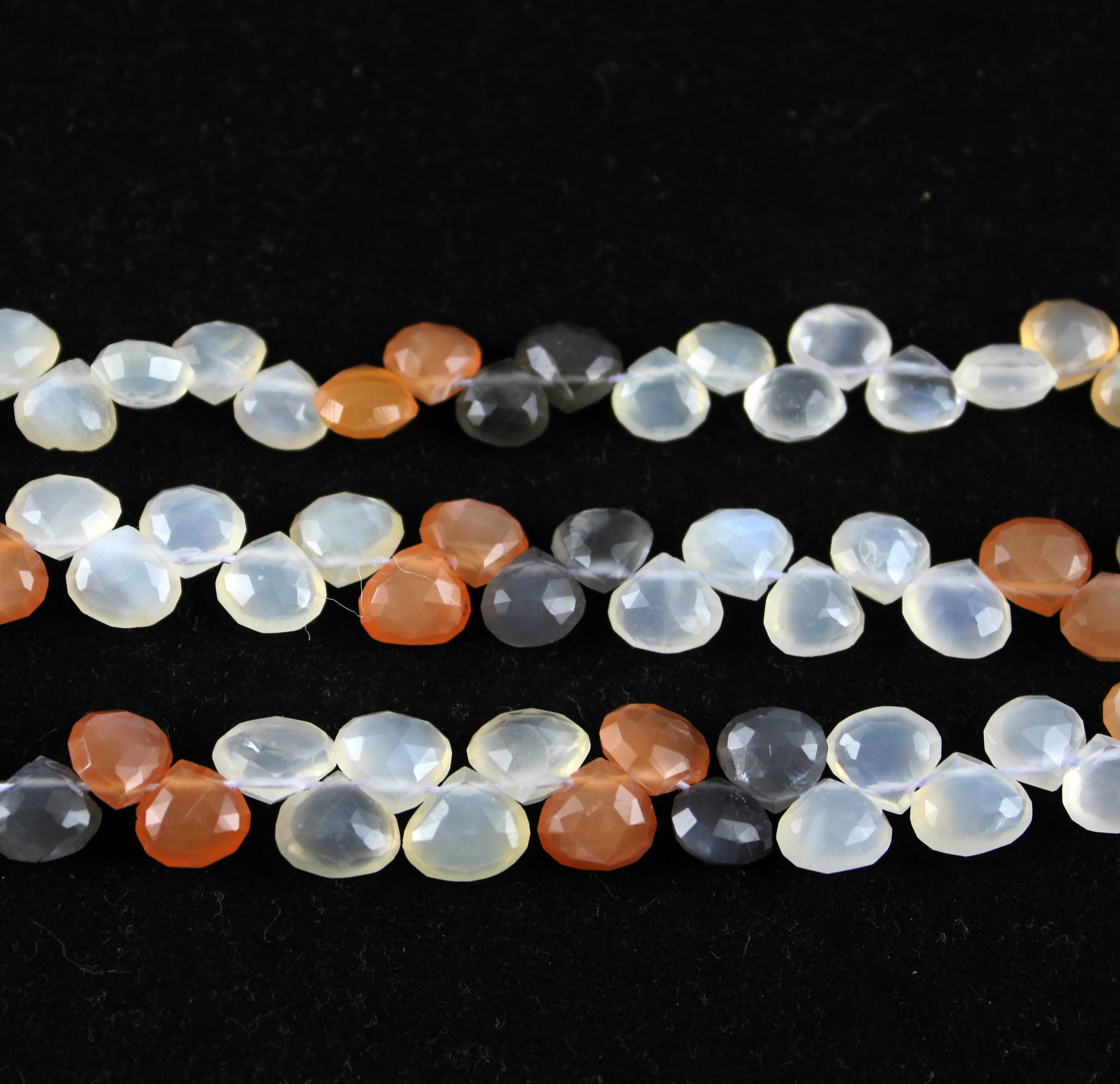 Multi Moonstone Heart Beads
