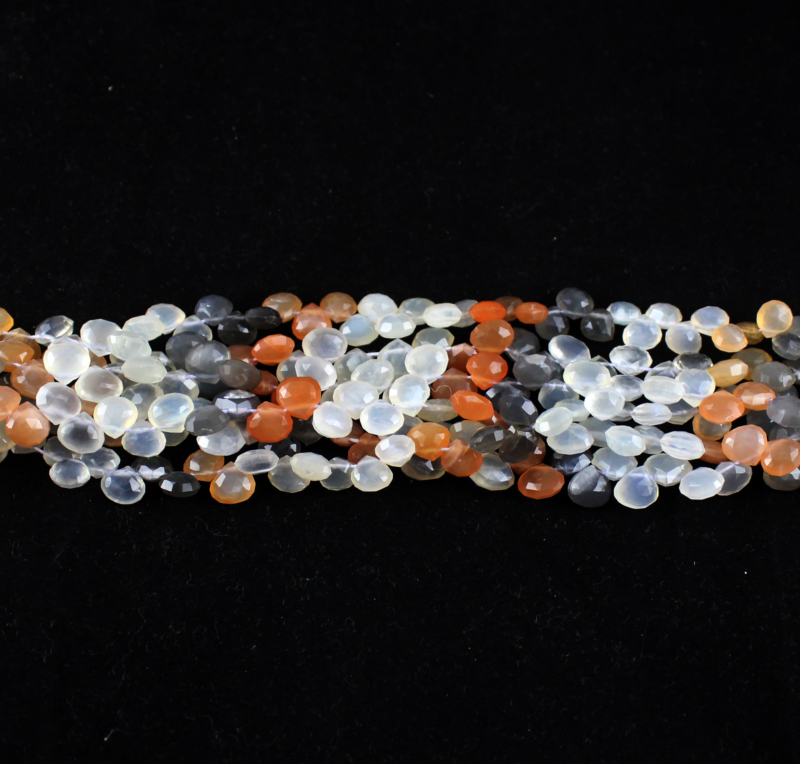 Multi Moonstone Heart Beads