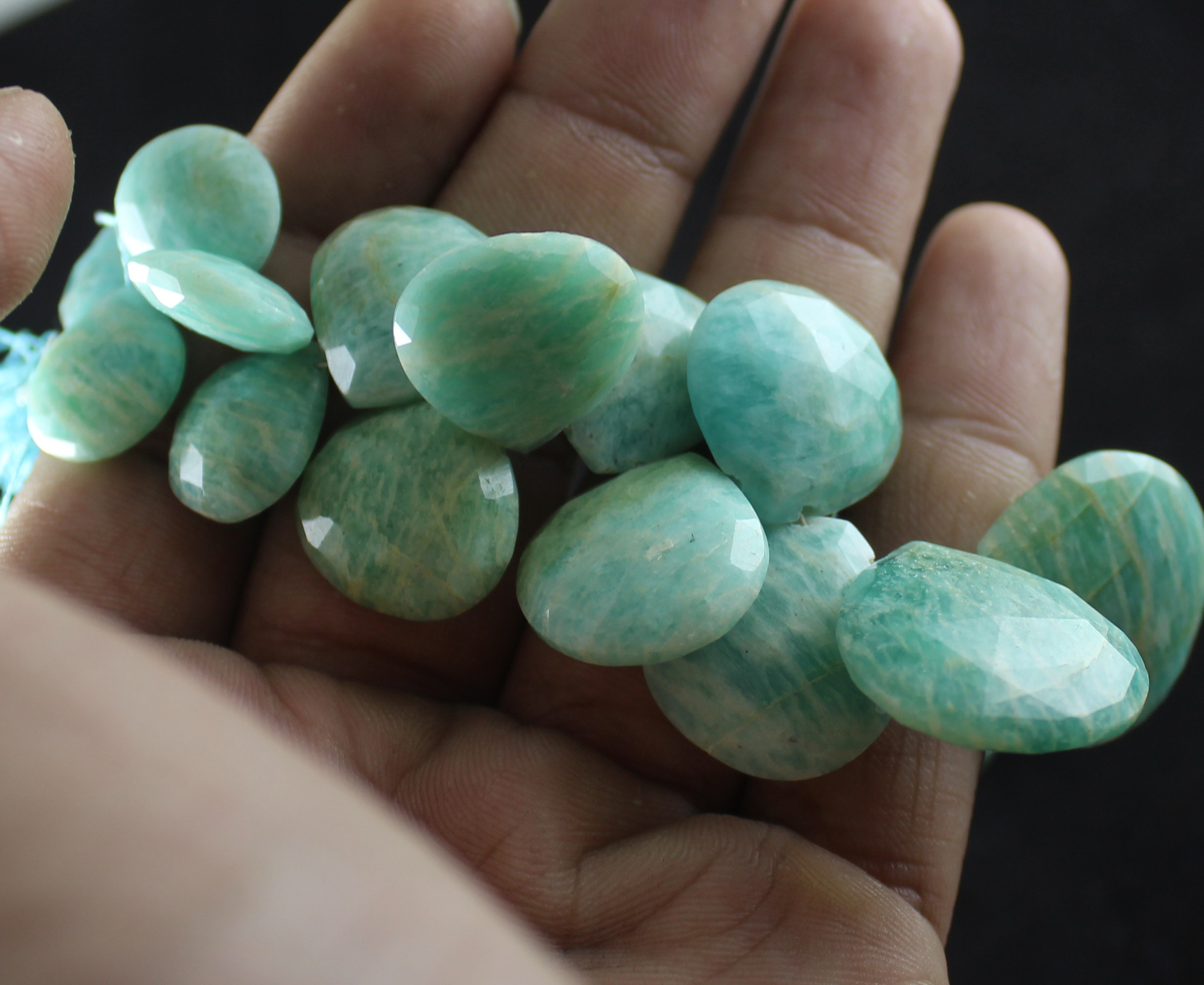 Amazonite Heart Beads