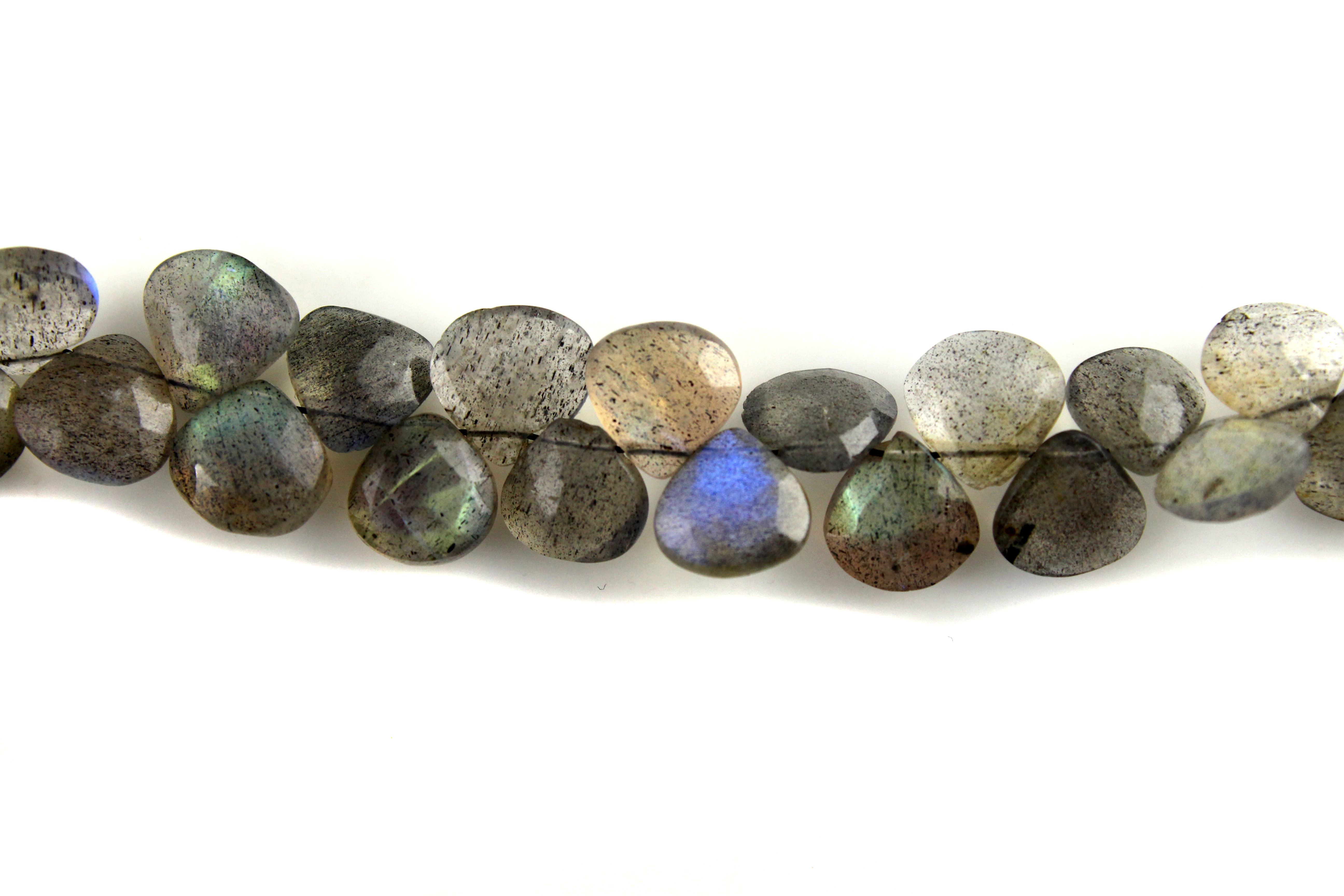 Labradorite Heart Beads - Faceted Bluish Fire, Grayish-blue | Elegant Design, Durable Material, Versatile Use