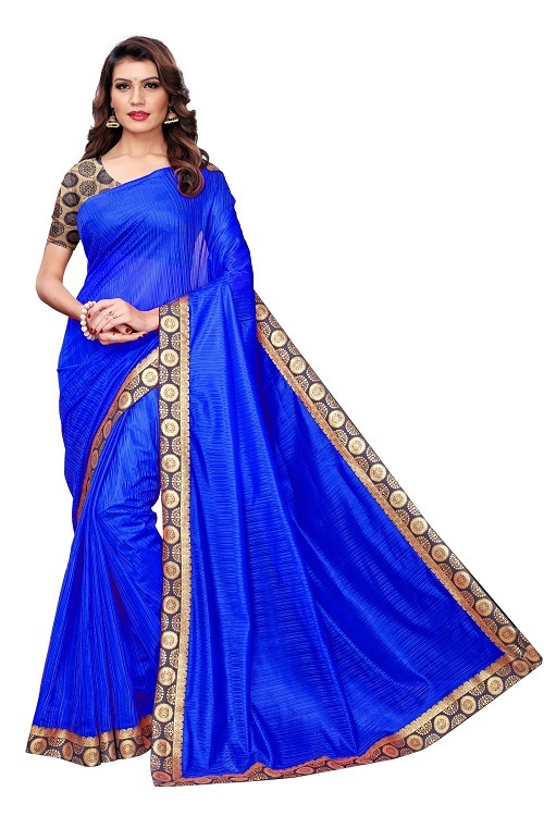 Lycra Saree - 5.5 Mtr Length With 0.8 Mtr Blouse Piece | Multicolor, Plain Pattern, Year-round Wear