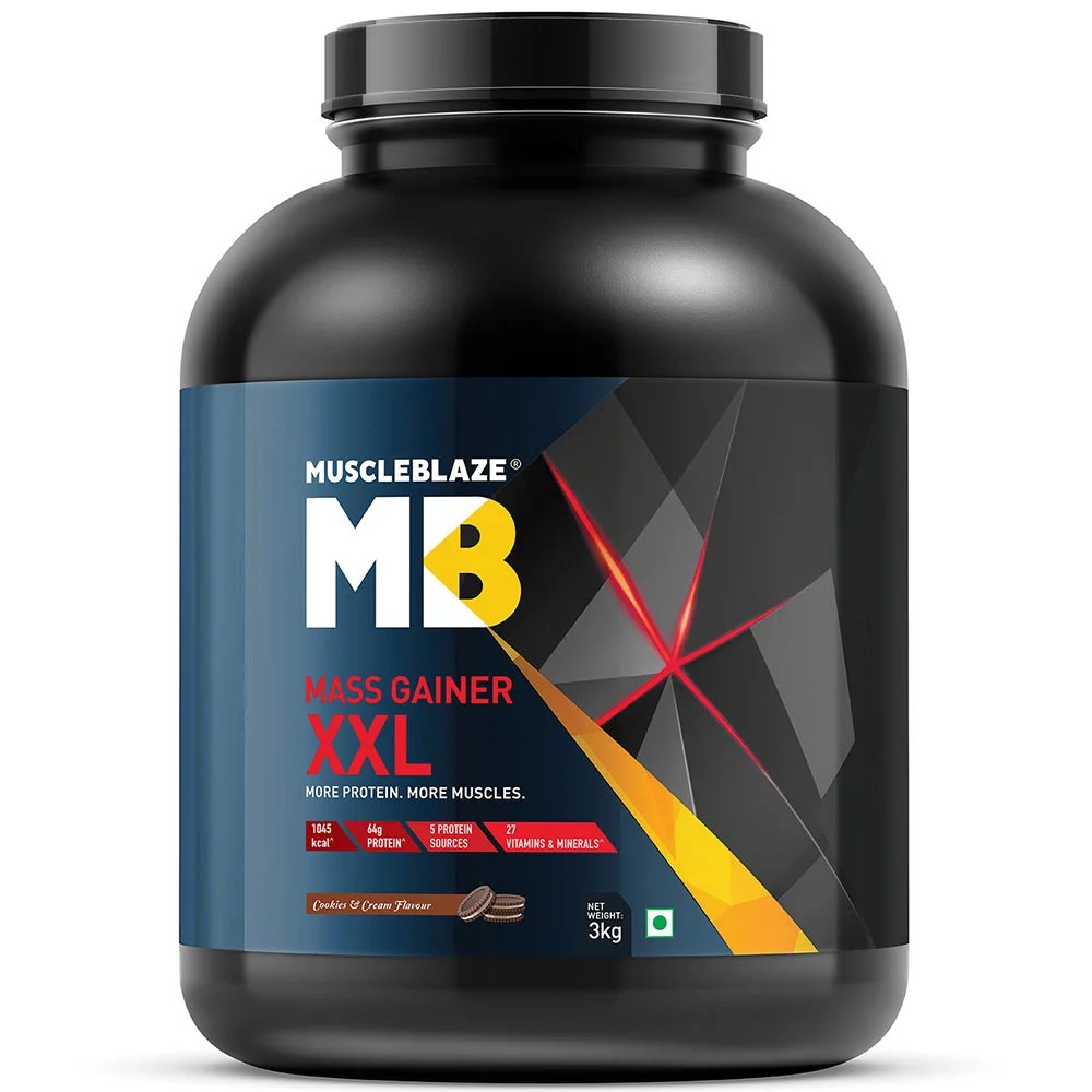 Muscleblaze Mass Gainer Xxl, 6.6 Lb(3kg) Cookies & Cream