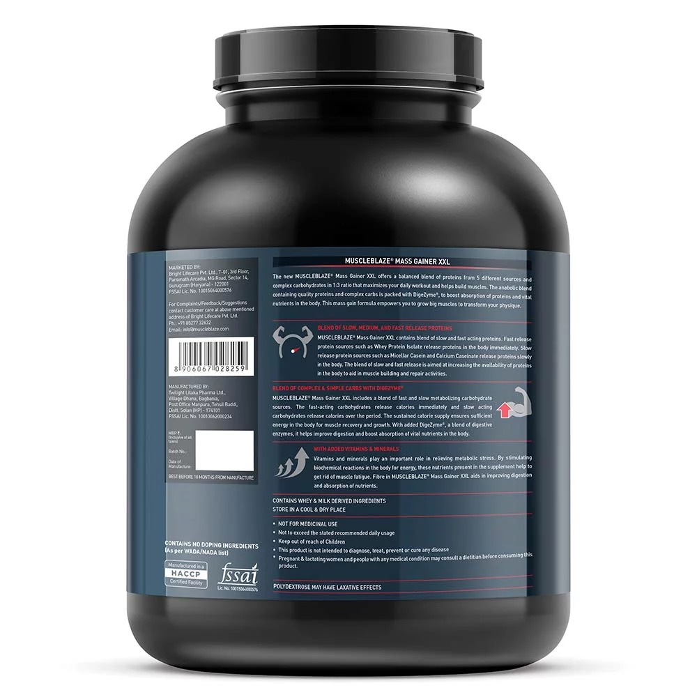 Muscleblaze Mass Gainer Xxl, 6.6 Lb(3kg) Choco Peanut