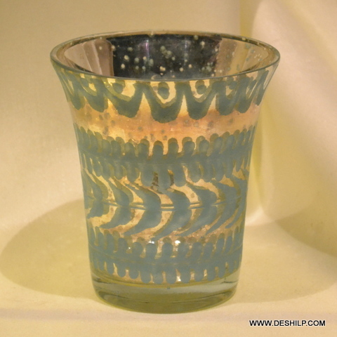 Glass Decorated Silver Candle Votive