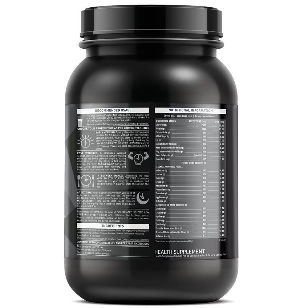 Muscleblaze Iso-zero, 2.2 Lb(1kg) Low Carb Chocolate Ingredients: Whey Protein Isolate